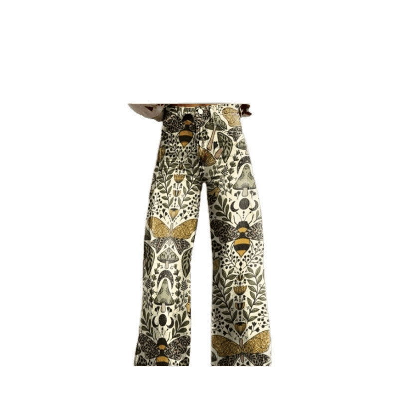 Mens Wide-Leg Casual Pants with 3D Print