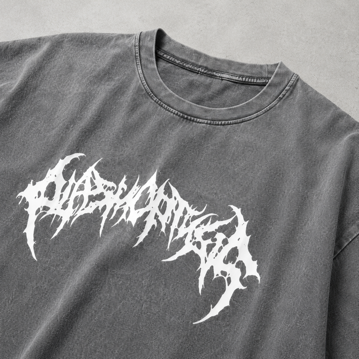 Death Metal Gothic Logo Washed Tee | Dark Streetwear | ONYXERA