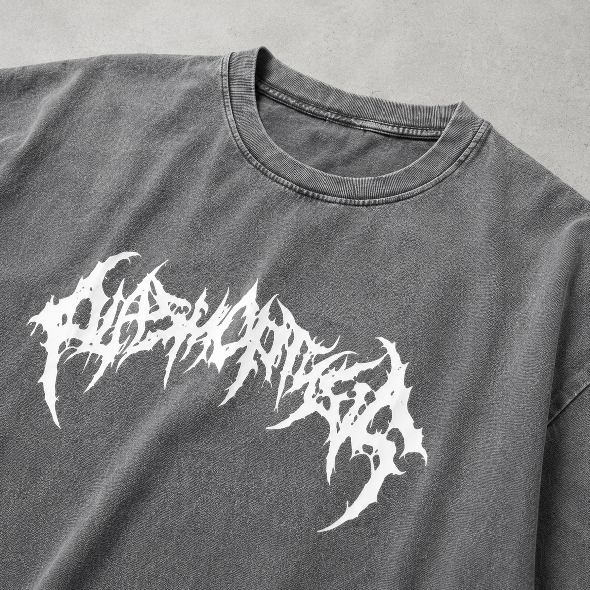 Death Metal Gothic Logo Washed Tee | Dark Streetwear | ONYXERA