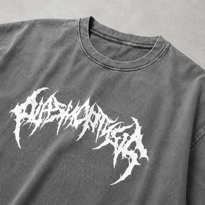 Death Metal Gothic Logo Washed Tee | Dark Streetwear | ONYXERA