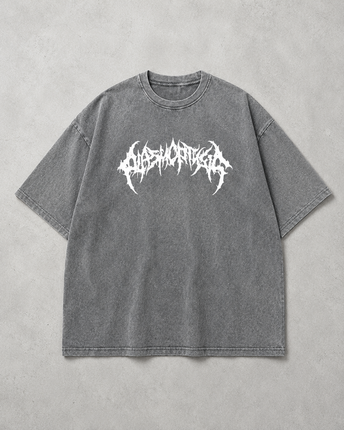Death Metal Gothic Logo Washed Tee | Dark Streetwear | ONYXERA
