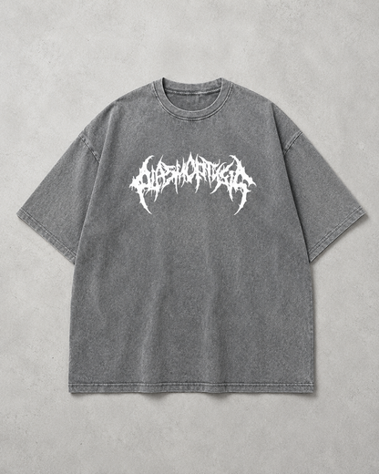 Death Metal Gothic Logo Washed Tee | Dark Streetwear | ONYXERA