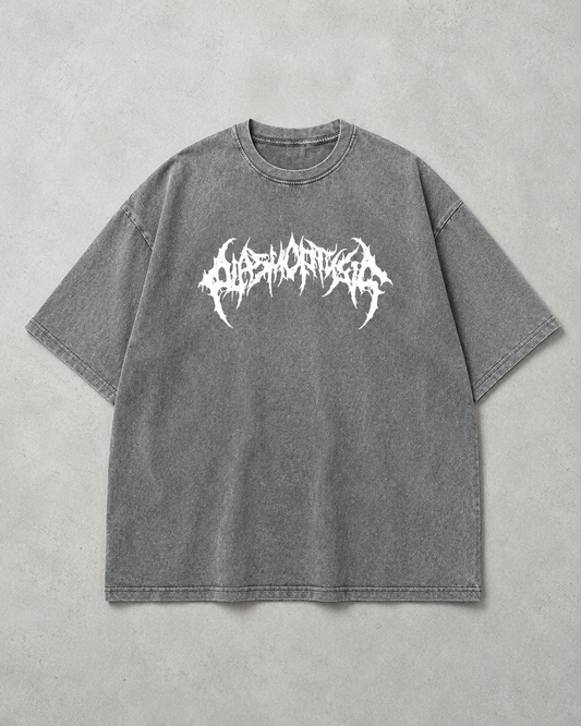 Death Metal Gothic Logo Washed Tee | Dark Streetwear | ONYXERA