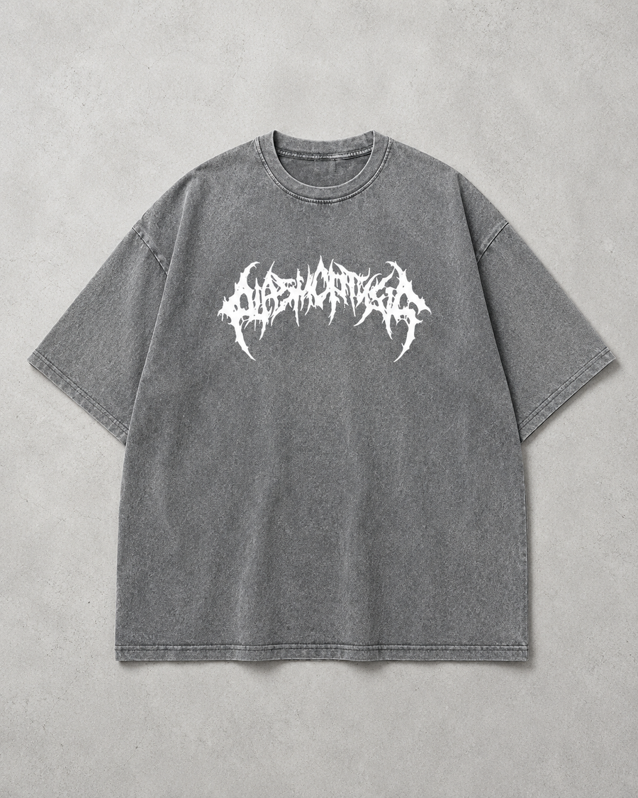 Death Metal Gothic Logo Washed Tee | Dark Streetwear | ONYXERA
