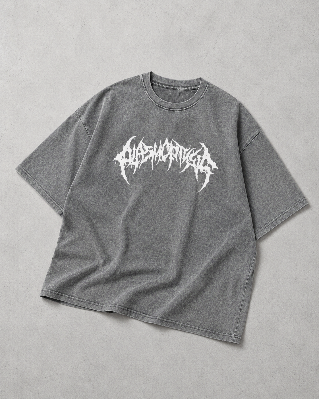 Death Metal Gothic Logo Washed Tee | Dark Streetwear | ONYXERA