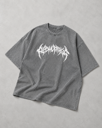Death Metal Gothic Logo Washed Tee | Dark Streetwear | ONYXERA