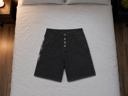 ONYXERA — Sakura Cherry Blossom Denim Shorts