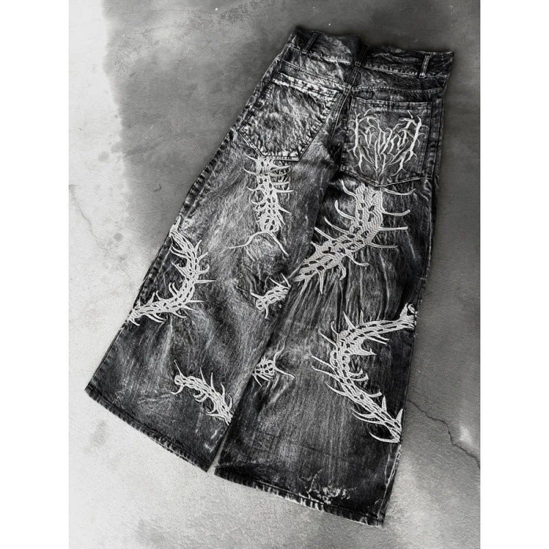 Mens Wide-Leg Casual Pants with 3D Print