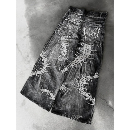 Mens Wide-Leg Casual Pants with 3D Print